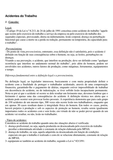 Apostila acidentes trabalho