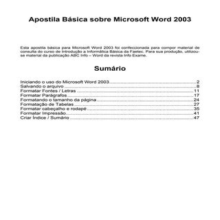 Apostila básica sobre microsoft wor...