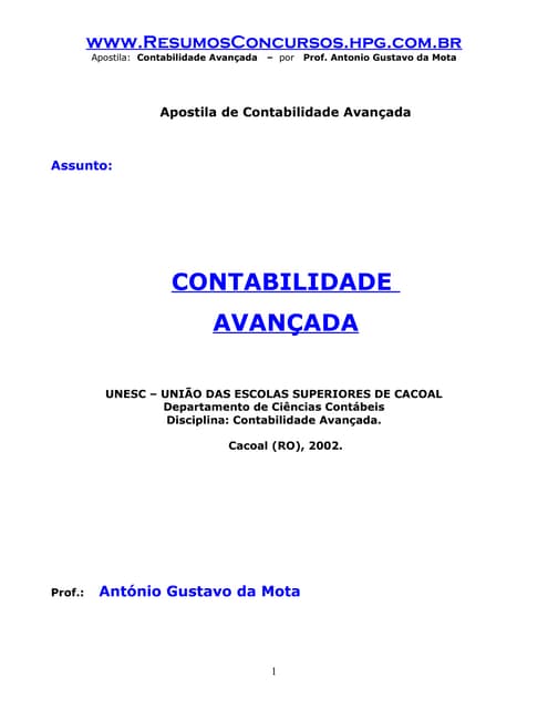 Apostila contabilidade avancada