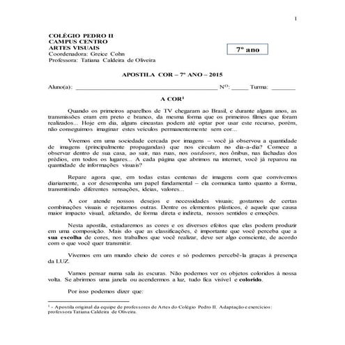 Apostila cor 7o ano 2015