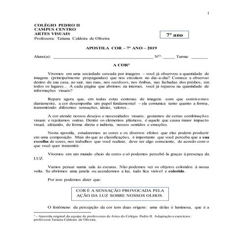 Apostila cor 7o ano 2019