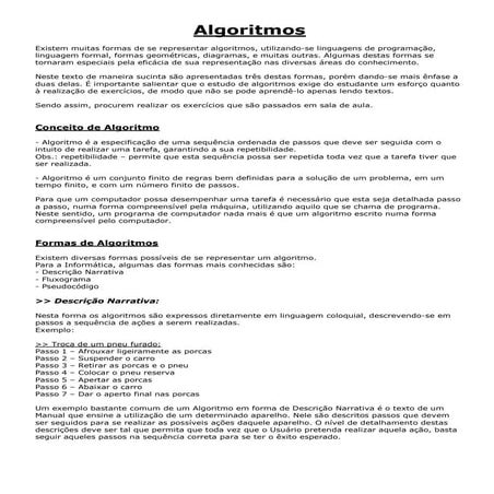 Apostila de algoritimos