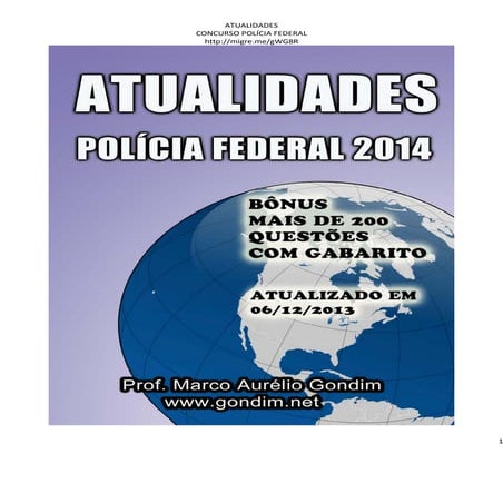 APOSTILA DE ATUALIDADES POLÍCIA FEDERAL http://migre.me/gWG8R