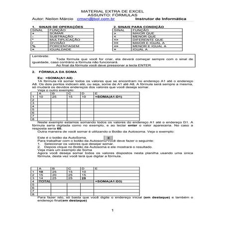 Apostila de fórmulas excel | PDF