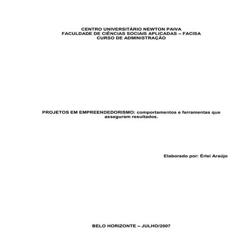 Apostila de Projetos em Empreendedorismo