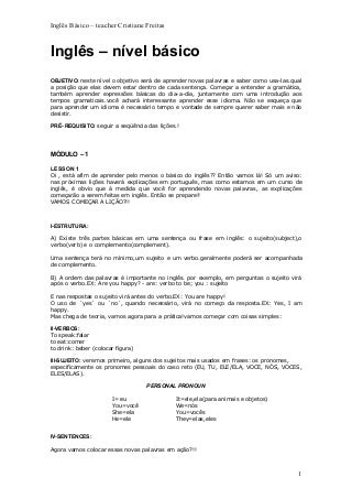 Apostila de Ingles para Iniciantes