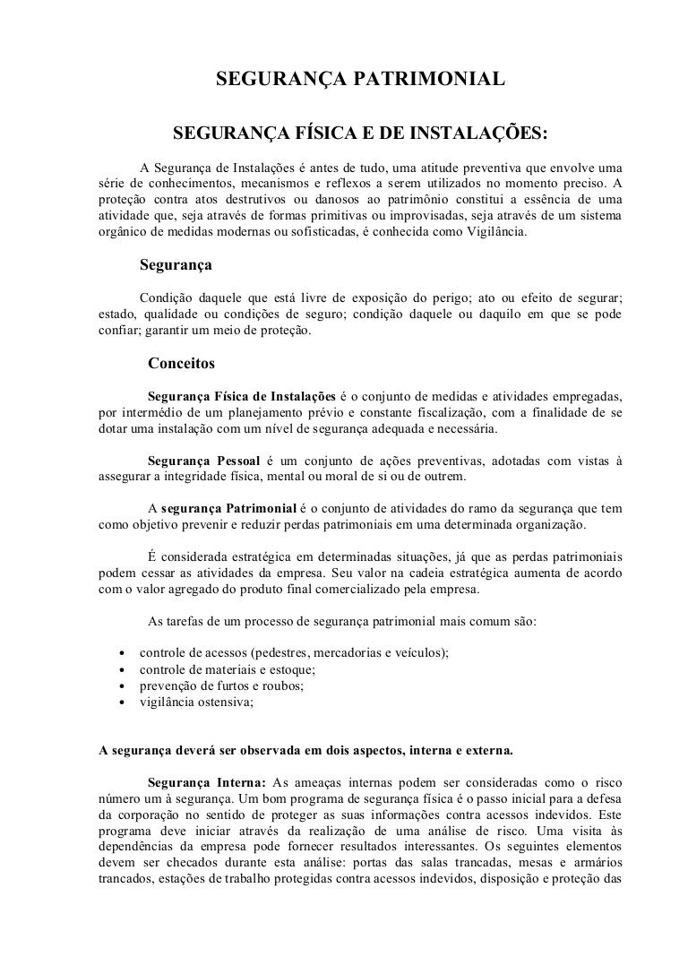 Apostila segurança patrimonial