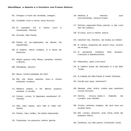 Aposto e vocativo | DOCX