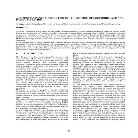 A potential panel method for prediction of midchord face and back cavitation ...