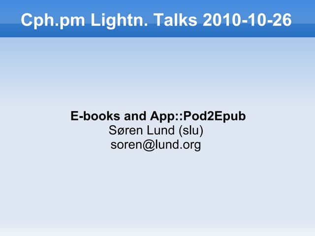 E-books and App::Pod2Epub