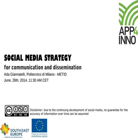 Social media strategy for communication and dissemination | PPT