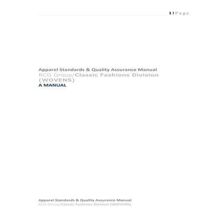 Apparel Standards & Quality Assurance / Wovens