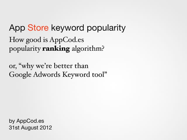 App Store keyword popularity - by A...