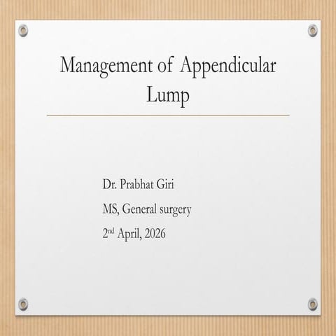 Comprehensive Management of Appendicular Lump: Diagnosis and Treatment ...