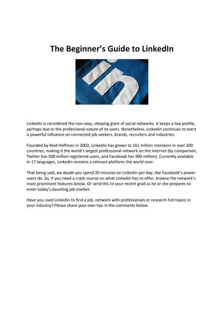 The beginner's guide to linkedin