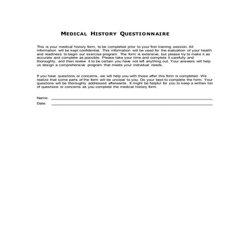 Appendix a medical questionnaire | DOCX