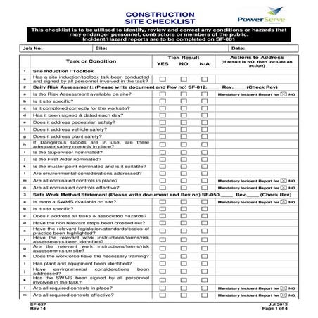 Appendix a7 weekly site inspection checklist | PDF