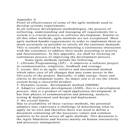 Appendix AProof of effectiveness of some of the agile methods us.docx