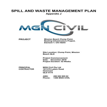 Appendix J Spill and Waste Management Plan.PDF