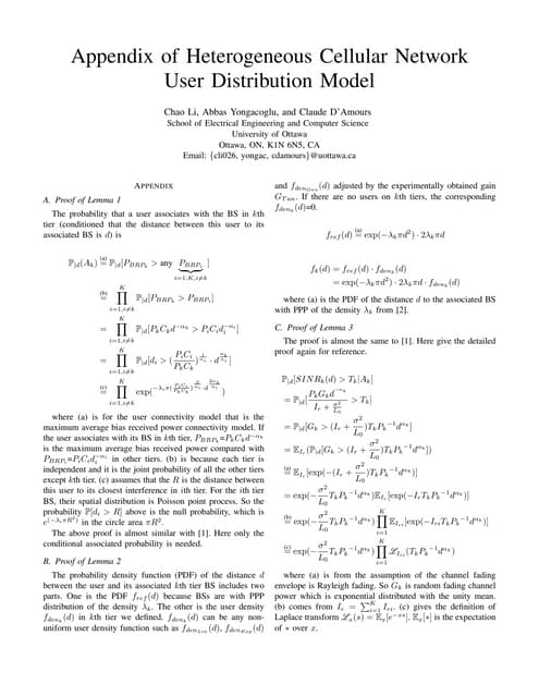 Appendix of heterogeneous cellular network user distribution model