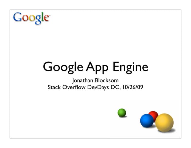 App Engine Dev Days DC 20091026