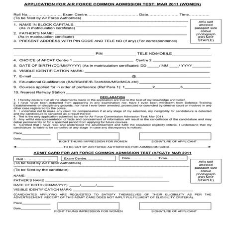 App format afcat_women | PDF