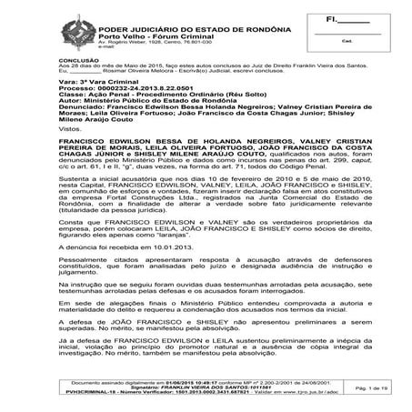 Publicada decisão que condenou vereador de Porto Velho por falsidade ideológica 
