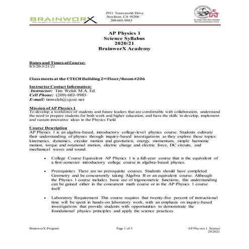 AP Physics 1 syllabus