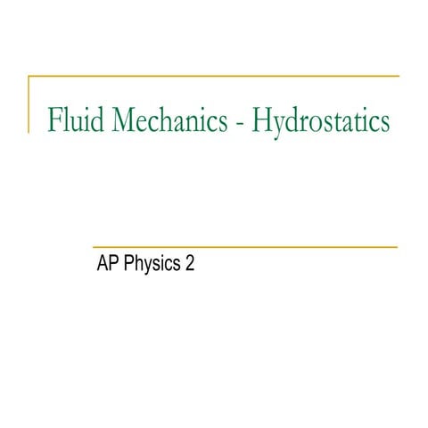 AP Physics 2 - Hydrostatics