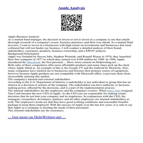 Apple Analysis | PDF