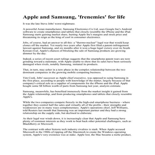 Apple and samsung, 'frenemies' for life