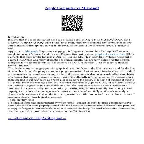 Apple Computer Vs Microsoft