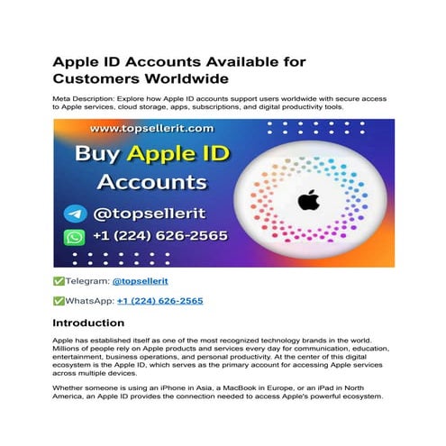 Comprehensive Guide to Apple ID Accounts for Global Users | PDF