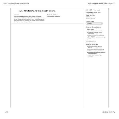 Apple i device enable restrictions