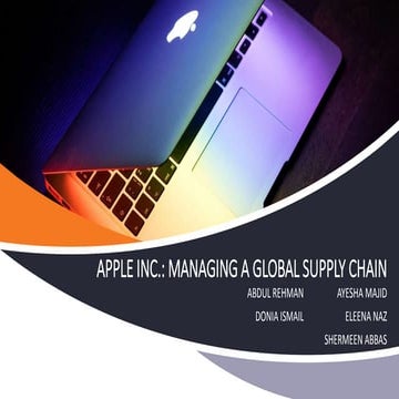 Apple INC.: Managing a Global Supply Chain