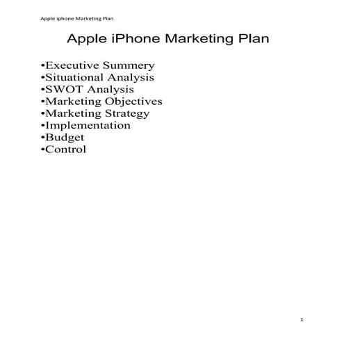 Apple i phone marketing plan