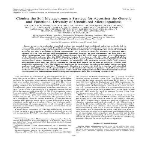 Cloning the Soil Metagenome