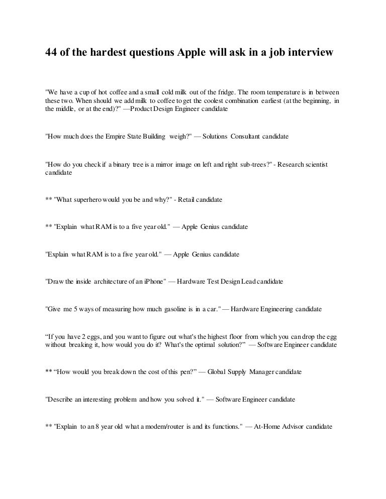 Questions Asked by Apple