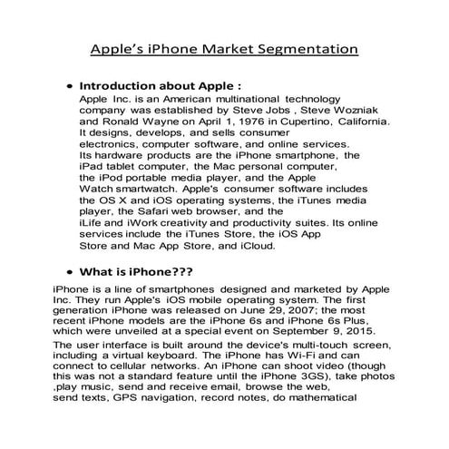 Apple's iPhone market segmentation