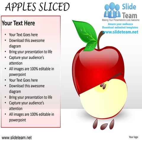 Apples sliced powerpoint ppt templates.