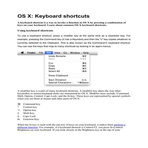 osx keyboard shortcut easy usage