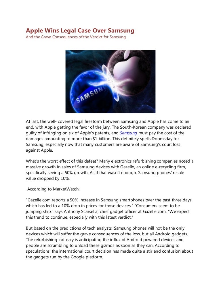 Apple Wins Legal Case Over Samsung