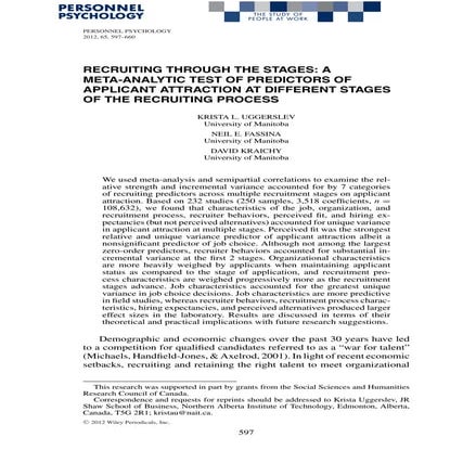 RECRUITING THROUGH THE STAGES: A META-ANALYTIC TEST OF PREDICTORS OF APPLICAN...