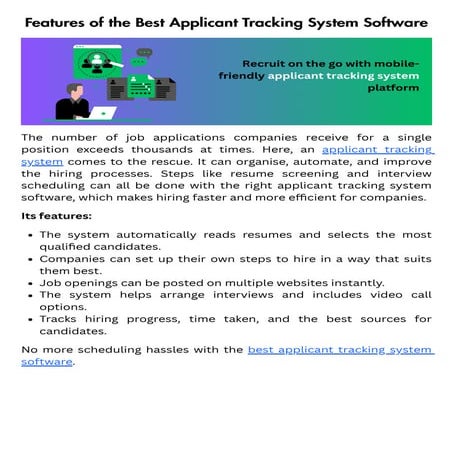 Features of the Best Applicant Tracking System Software | PDF