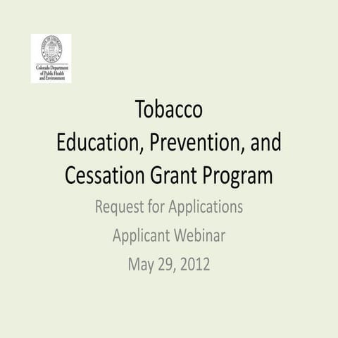 Applicant webinar tobacco community initiatives