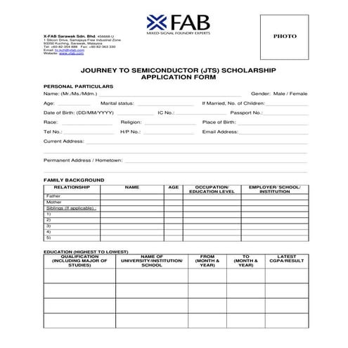 JTS Application Form
