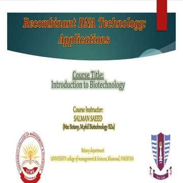 Application-of-rDNA technology-in-healthagriculture-and-environment-industry