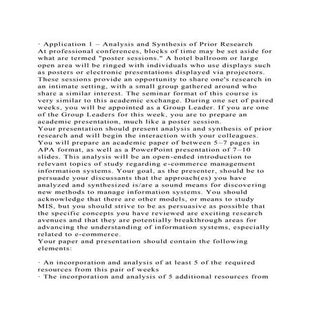 · Application 1 – Analysis and Synthesis of Prior ResearchAt pro.docx