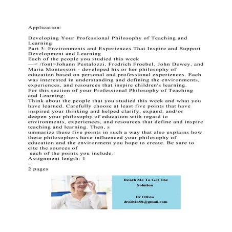 ApplicationDeveloping Your Professional Philosophy of Teaching .docx