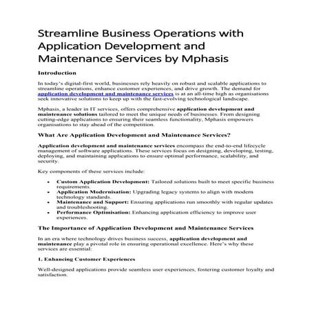 Streamline Business Operations with Application Development and Maintenance S...